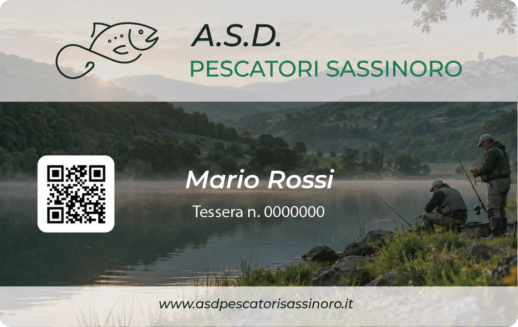 Esempio della tessera socio digitale ASD Pescatori Sassinoro